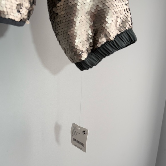 NWT Free People Movement Hit The Slopes Sequin Jacket S Silver Metallic Sherpa - Picture 12 of 16